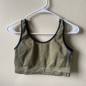 Calvin Klein Khaki and Black Sports Bra